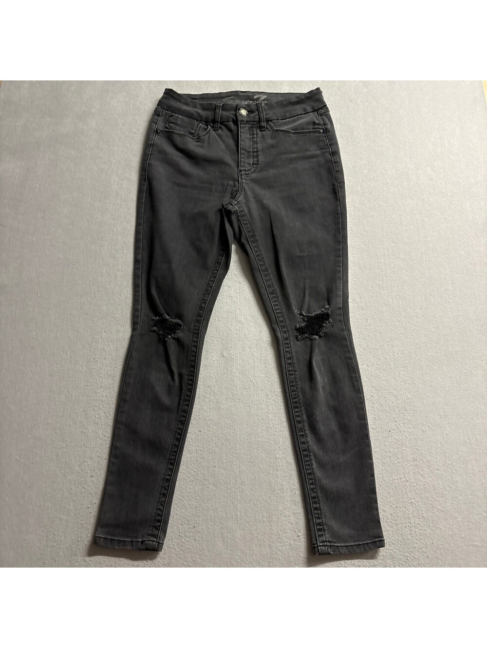 Seven7 Distressed Skinny Jeans Womens Size 6 Gray Ripped Knee Denim